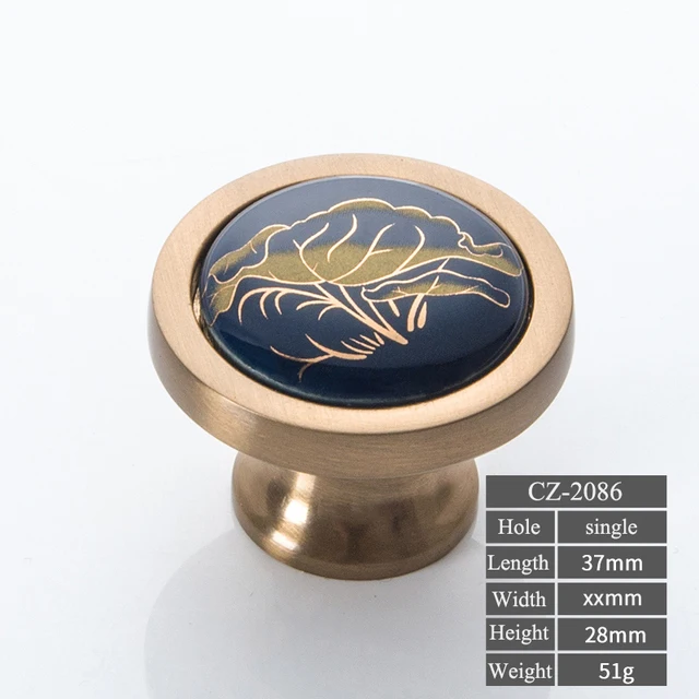 Navy blue/Ceramic Door Handles European Antique Furniture Handles