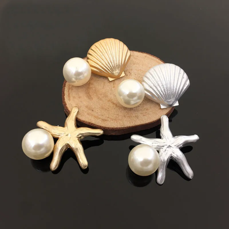 

Fashion Metal Alloy Imitation Pearl Sea Shells Toggle Clip Clasps Connectors Charm For Jewelry Making 20PCS