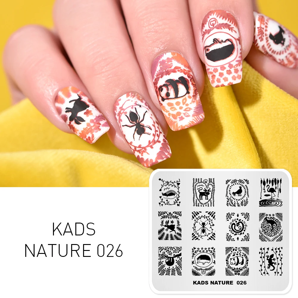 

KADS 7*8cm Nail mold Animal Pattern Image Stencil Rectangle Nail Art Stamping Plate Stainless Steel Stamp Tool manicure templet