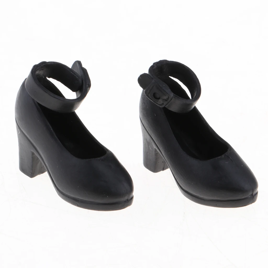 Fashion Doll Ankle Belt High Heel Shoes For 1/6 BJD Girl Dolls Dress Up Accessory Black High Heel Shoes for Girl Dolls