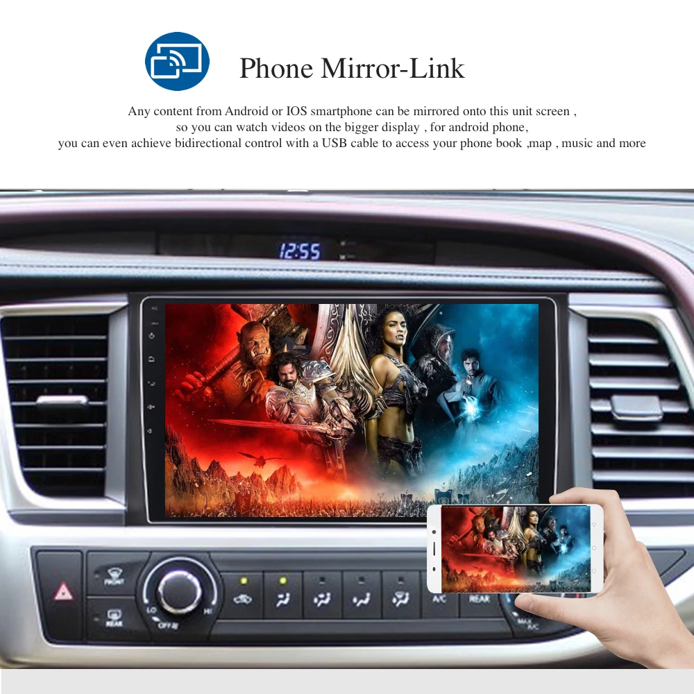 Excellent Android 9.0 stereo Head Unit for Toyota Highlander 2015 2016 Permanent radio navi GPS Radio headunit wifi free map Head Device 3