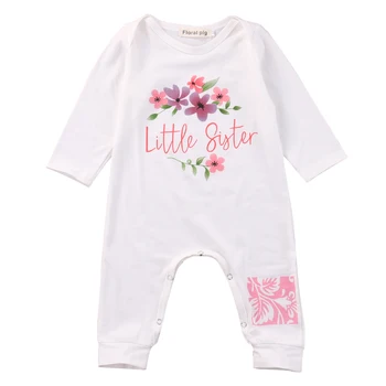 

Autumn baby romper 2017 Newborn Infant Baby Girl Long Sleeve Cotton Romper little sister Printing Jumpsuit Kids Clothes Outfit