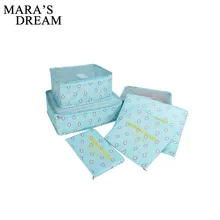 Mara мечта 6 шт./компл. Для мужчин и Для женщин Чемодан дорожные сумки Упаковка кубики Организатор мода двойной молнии непромокаемая сумка, полиэстер