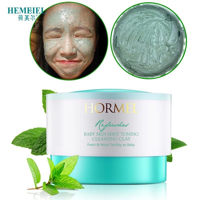 HEMEIEL Green Mud Face Mask Oil Control Deep Cleaning Shrink Pores Anti Acne Washable Mask Peeling Acne Blackhead Treatment Mask