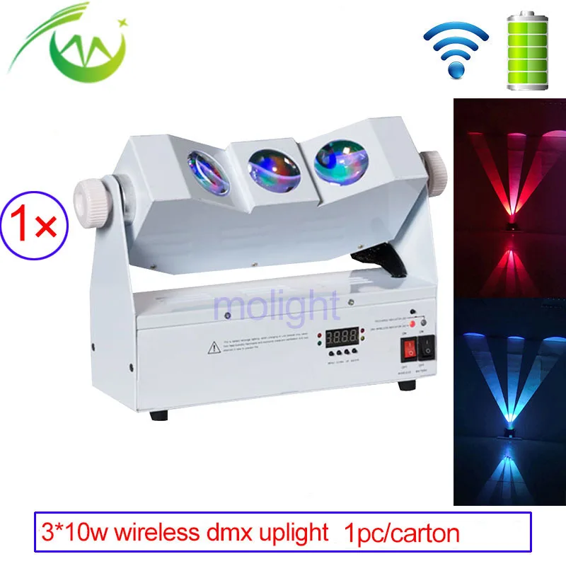 

Wireless DMX Battery Power Uplights LED DJ Bar Disco Wall Washer Light 3LED 10W RGBA 4in1 Tri Color Party Lights for Weddings