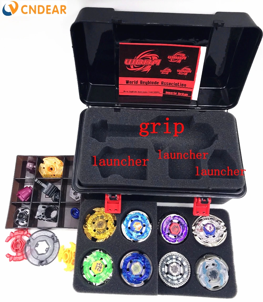 Envío libre beyblade conjunto como juguetes de los niños (más de 20 recambios + 8 beyblades 1 maneja 2 lanzadores + caja beyblade) - 1