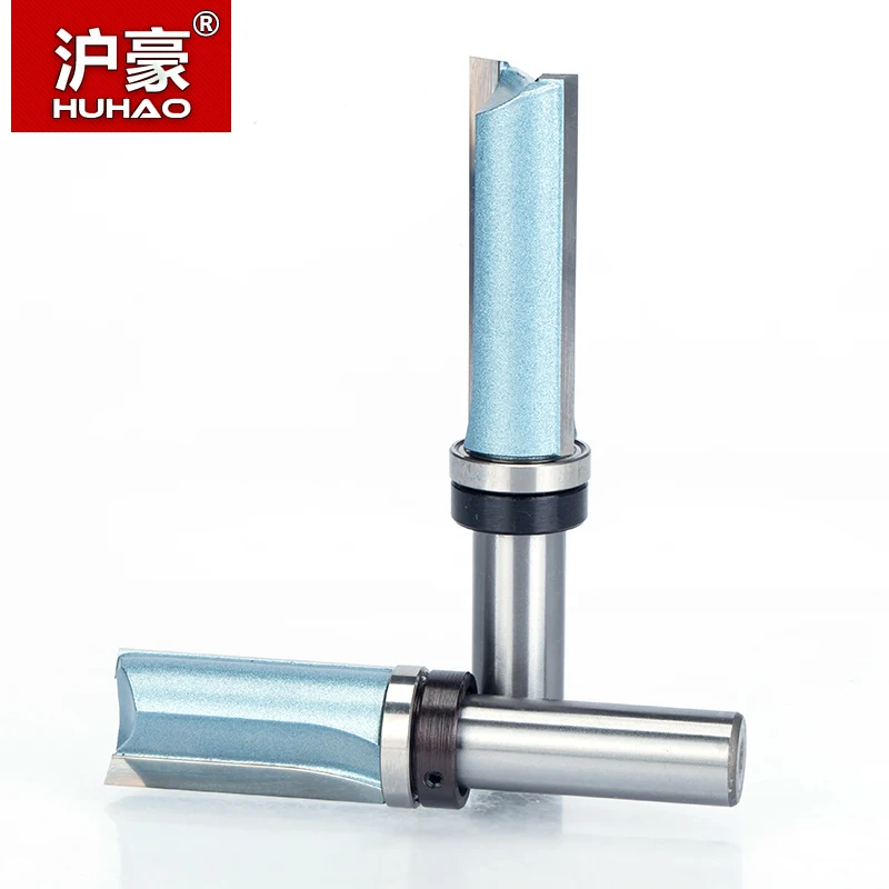 HUHAO 1pc Bearing Flush Trim Router Bit for wood 1/2" 1/4" Shank straight bit Tungsten Woodworking Milling Cutter Tool