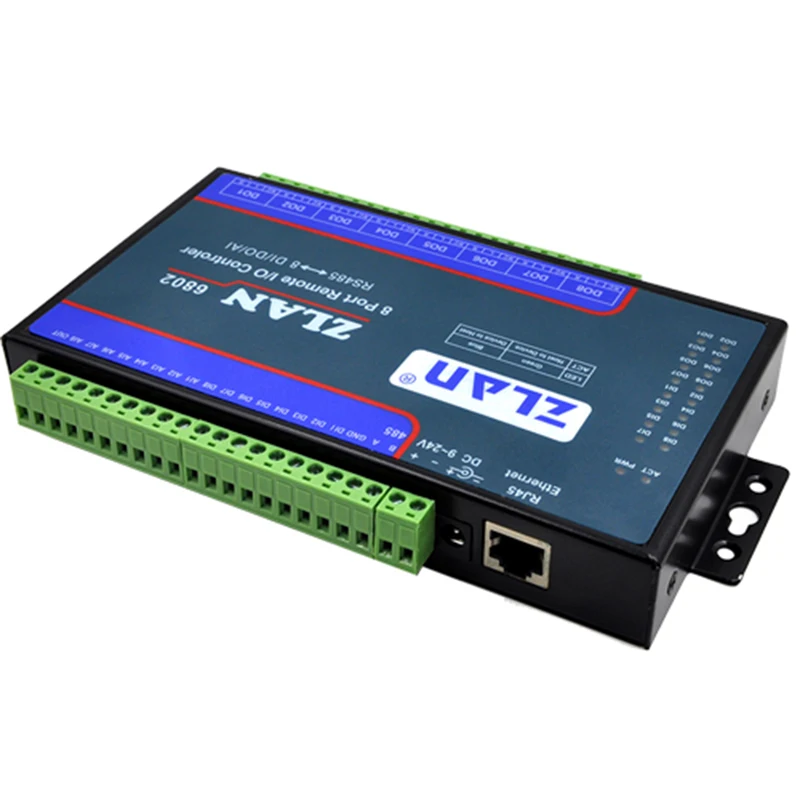 ZLAN6802 8 каналов порта дистанционного я контроллера ввода/вывода DI AI DO RS485 Ethernet Modbus I/O Модуль RTU/сборщик данных пульт дистанционного управления