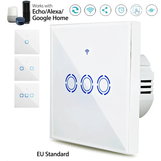 Kinco 86mm WIFI Smart Wall EU Switch Touch Panel APP Remote Control For Alexa/Google Home Voice Control Automatic Module