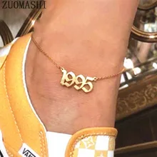 Изготовленный На Заказ Старый английский номер ножной браслет из нержавеющей стали бижутерия для ног персонализированные особенные даты avigliera подарок на день рождения для женщин