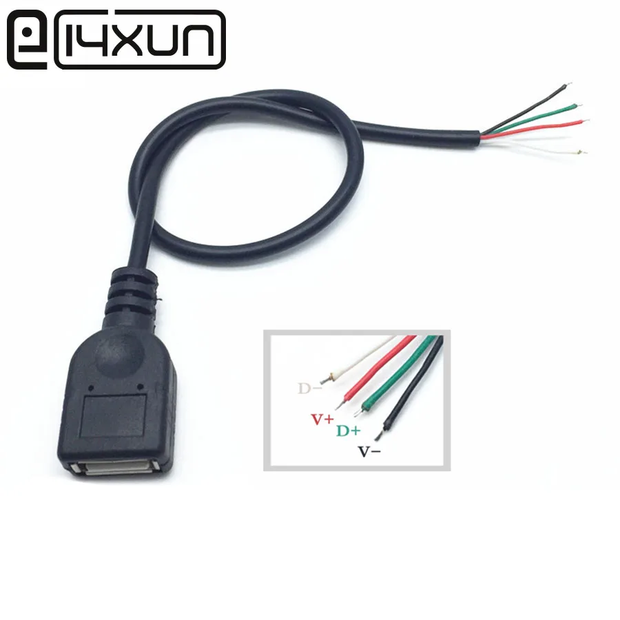 Кабель питания EClyxun 1 шт. 30 см разъем USB 2 0 4-контактный черный для зарядки и