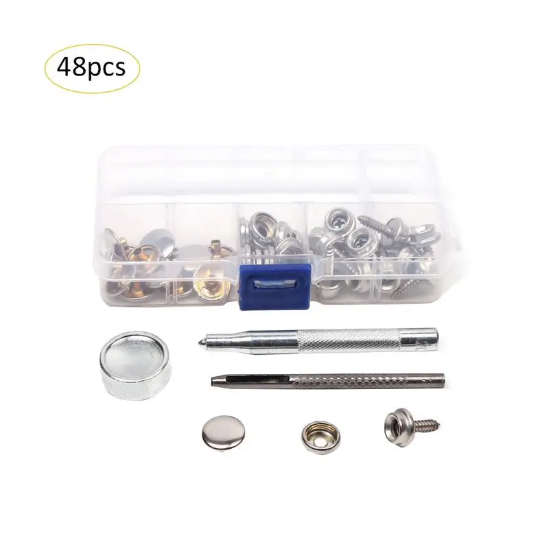 Goede 48 stuks Fastener Schroef Snaps Kit Marine Grade 3 8 Socket Met Rvs 5 11 Schroef Met 3 stuks Instelling Gereedschap