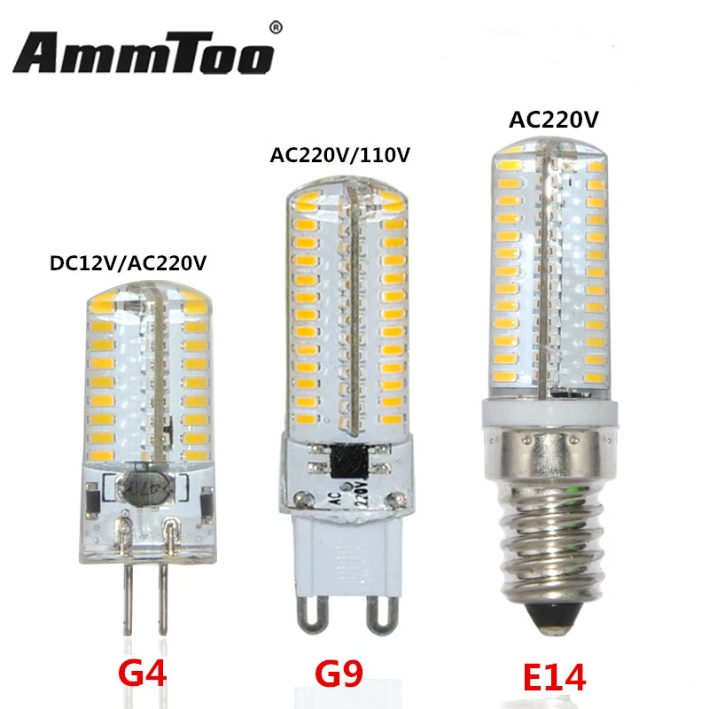 3 Вт 4 5 6 7 8 9 силиконовый корпус E14 G4 G9 светодиодный светильник DC12V AC220 В AC110V