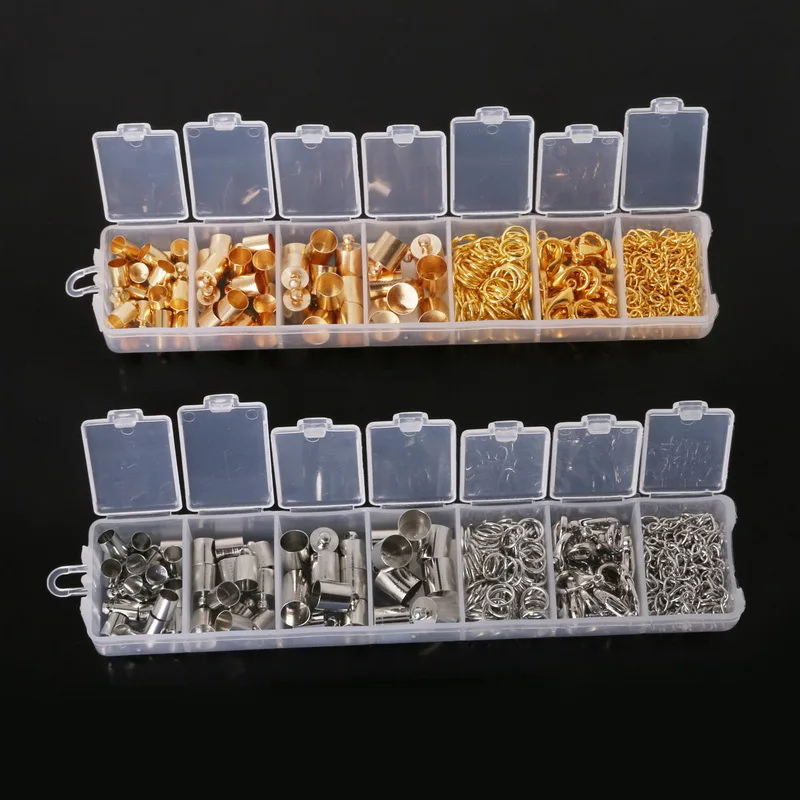 

200PCs End Cap Jump Ring Lobster Clasp Extension Chain Claw Clasp Jewelry Findings Kit for DIY Jewelry Making BDH049-01