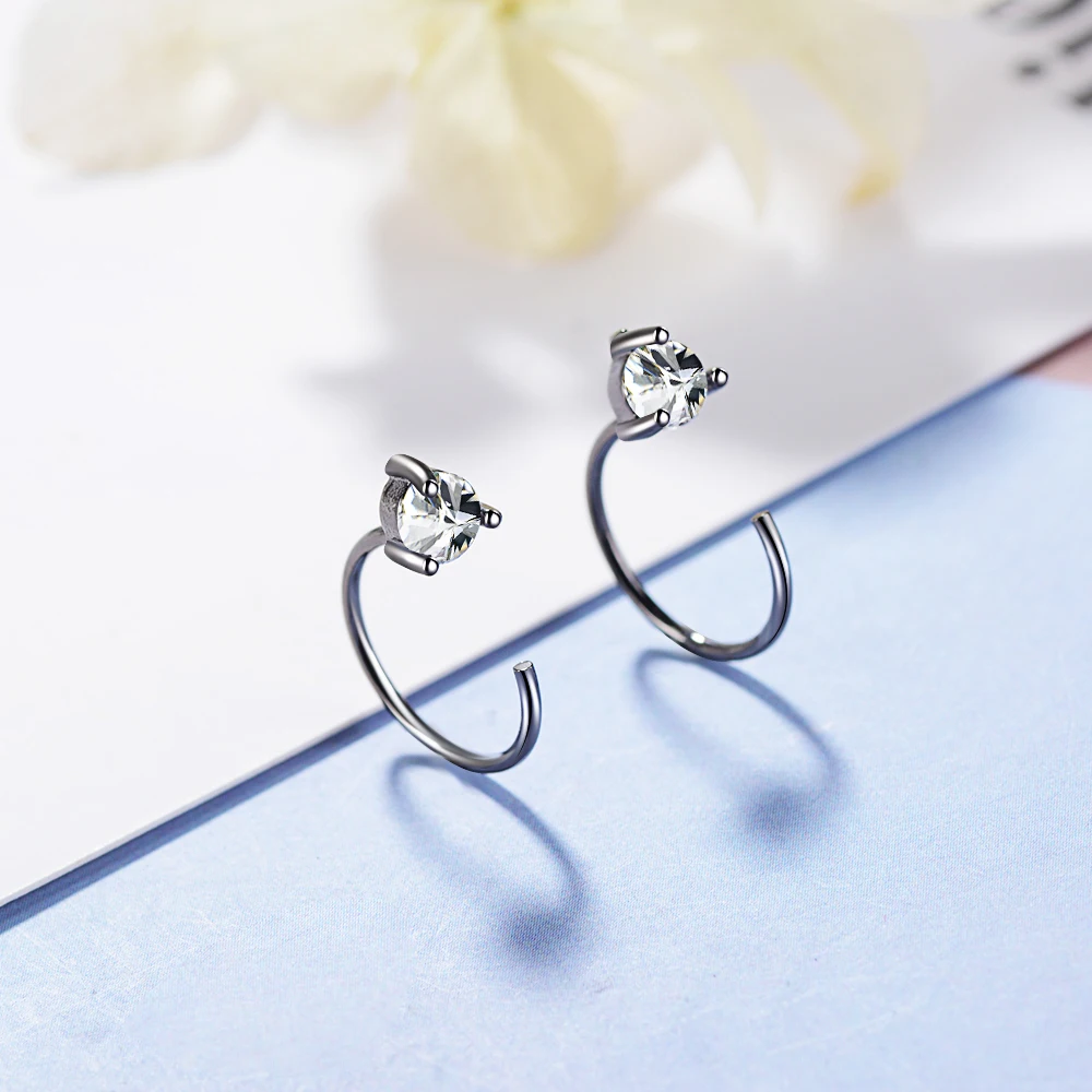 Серьги из стерлингового серебра S925, модные, персональные, циркониевые, с крючками, полукруглые серьги-винт, для ушей, кости, ногтей, дикие, женские серебряные ювелирные изделия