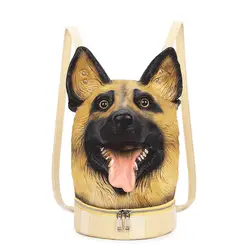 Для женщин рюкзак 3D собаки силикона глава рюкзак для дамы животных сумка для девочек отдыха и путешествий рюкзак 2018 весело дизайн