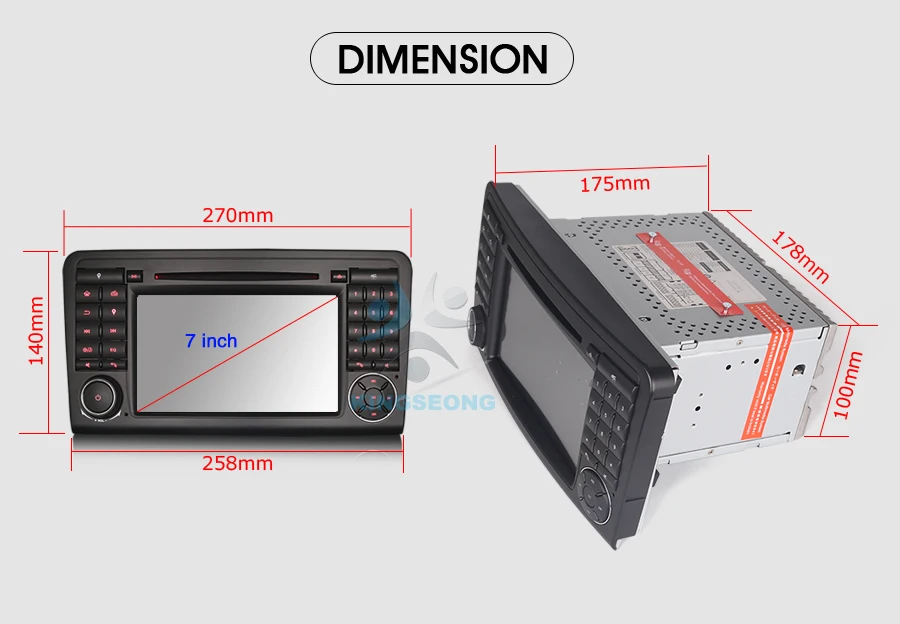 Clearance 7"Android 8.0 Head Unit GPS Navi Wifi MP3 Player DAB+ Radio DTV-IN Car DVD player for Mercedes Benz ML-Class W164 ML330 ML350 24