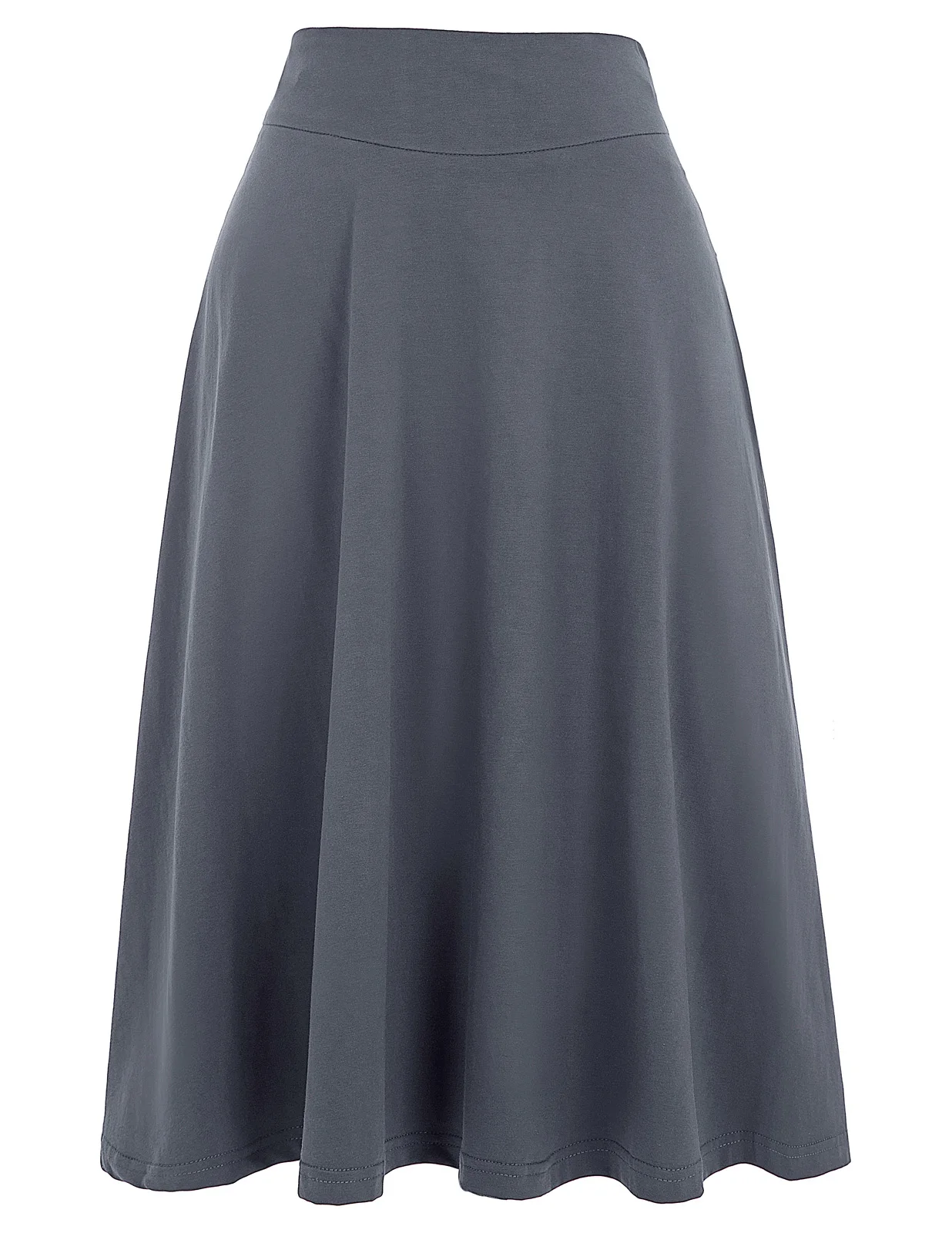 

KK solid color cotton skirts womens Occident zipper elastic High Stretch skirt High Waist knee length Flared A line Skirt