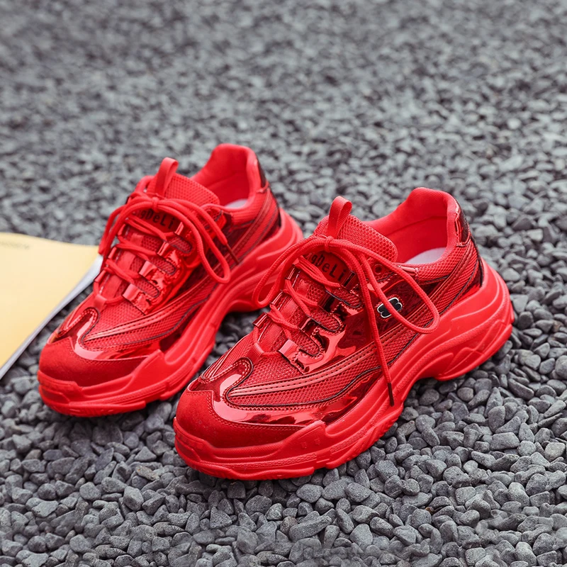 

2019 Spring/Autumn Thick Bottom Women Sneakers Mesh Breathable Shoes Platform Casual Shoes Female Trainers White Sneakers