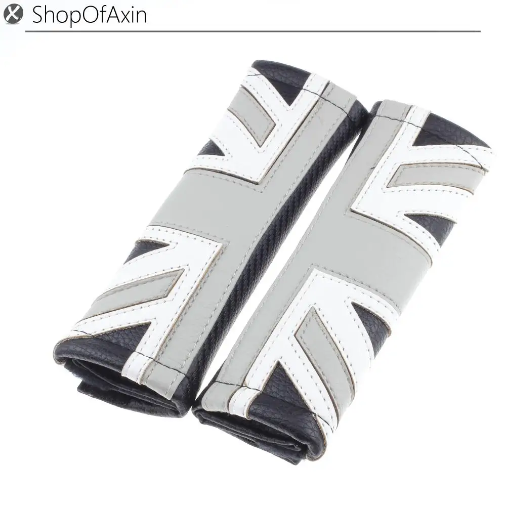 Кожаная НАПЛЕЧНАЯ подушка для ремня безопасности 2 шт. Black Union Jack новинка OEM Mini