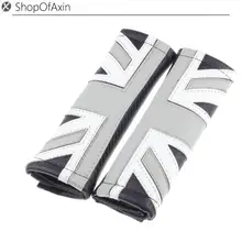Кожаная НАПЛЕЧНАЯ подушка для ремня безопасности 2 шт. Black Union Jack