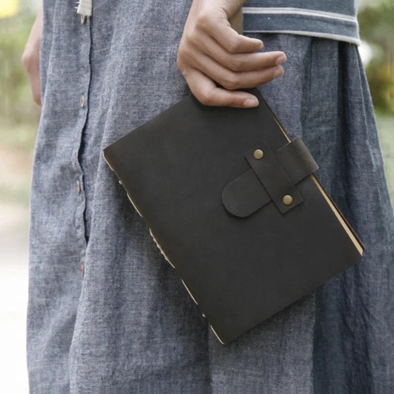 

Vintage Handmade Genuine Leather Travel Journal Notebook Diary Book Retro Notepad Stationery School Supplies Office