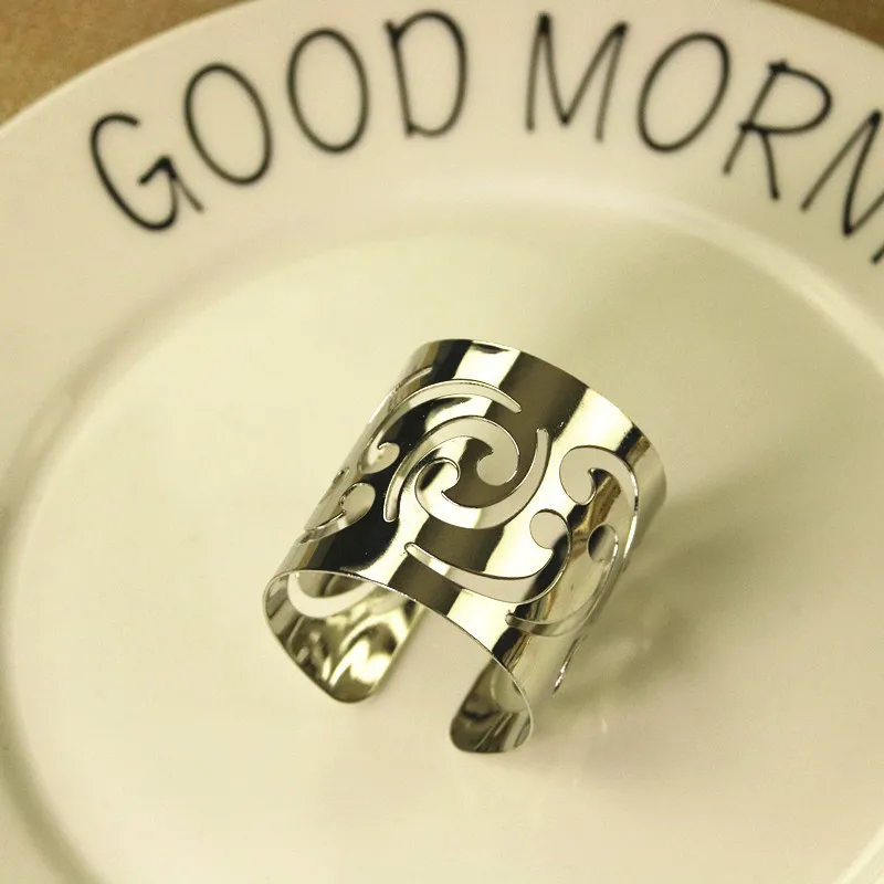 

12PCS stainless steel napkin ring auspicious napkin ring gold / silver table accessories