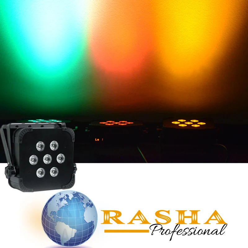 

(Pack of 12) Rasha Hex 6in1 RGBAW+UV Built in Wireless LED Flat Par Profile,LED Flat Slim Par Can,Disco DMX512 Stage Light