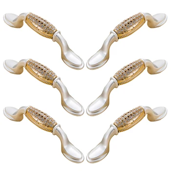 

6pcs European Style Zinc Alloy Crystal Diamond Handles for Door Wardrobe Vintage Kitchen Cabinet Handles Home Improvement