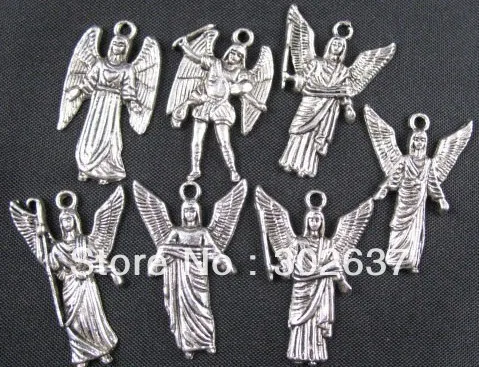 

FREE SHIPPING 80pcs Mixed Tibetan silver wing angel charms A1696-A1702