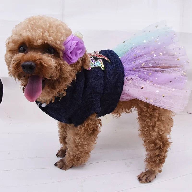 Cute Dog Tutu Dress for Girls Dogs Puppy Princess Dress Colorful Lace Skirt Pet Clothes Wedding Cupcake Apparel for Doggy