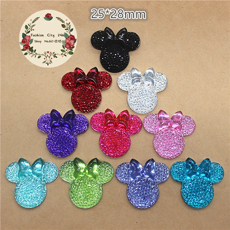 5 X 30mm Minnie Mouse Piso Nuevo Resina Diademas cabello arcos tarjeta hacer Artesanía