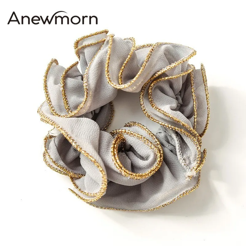 

2 Pcs/lot Anewmorn Women Vintage Gold-banded Artificial Pearl Hairbands Girls Ladies Ponytail Scrunchies Hair Accessories