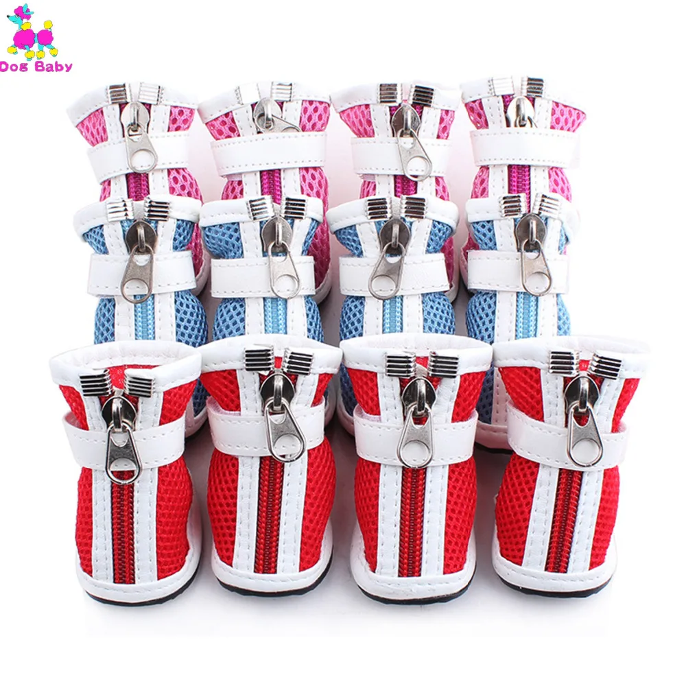 

DOGBABY Dog Shoes Mesh Surface Breathable Pet Shoes Cotton Cloth Zipper Design Dogs Shoes Spring Summer Cool Shoes For Teddy