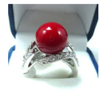 

Wholesale free shipping >>Wonderful red coral bead woman's ring size 6-9#