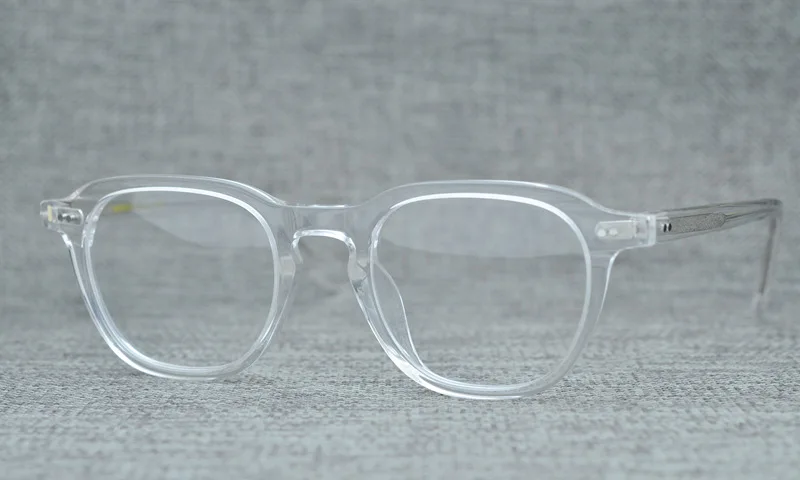 LKK ацетатные винтажные очки, оправа для женщин и мужчин, для чтения, компьютер, по рецепту, оптические очки, прозрачные линзы, ретро очки - Цвет оправы: Прозрачный
