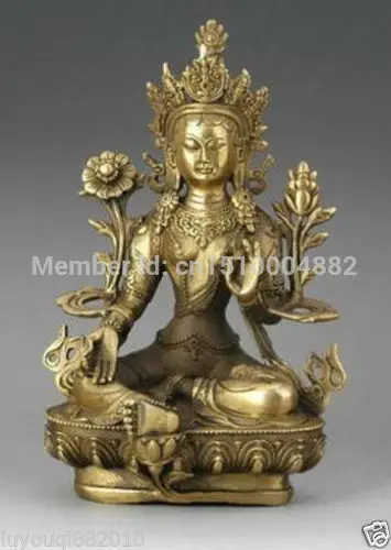 

shitou 0050 Tibetan Bronze 4-Hand Kwan-yin Buddha Statue Figure 7
