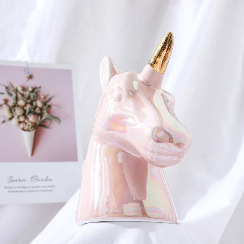 Nordic unicorn piggy bank ceramic crafts home decoration bedroom decorations piggy bank Decor Gift Living room decoration