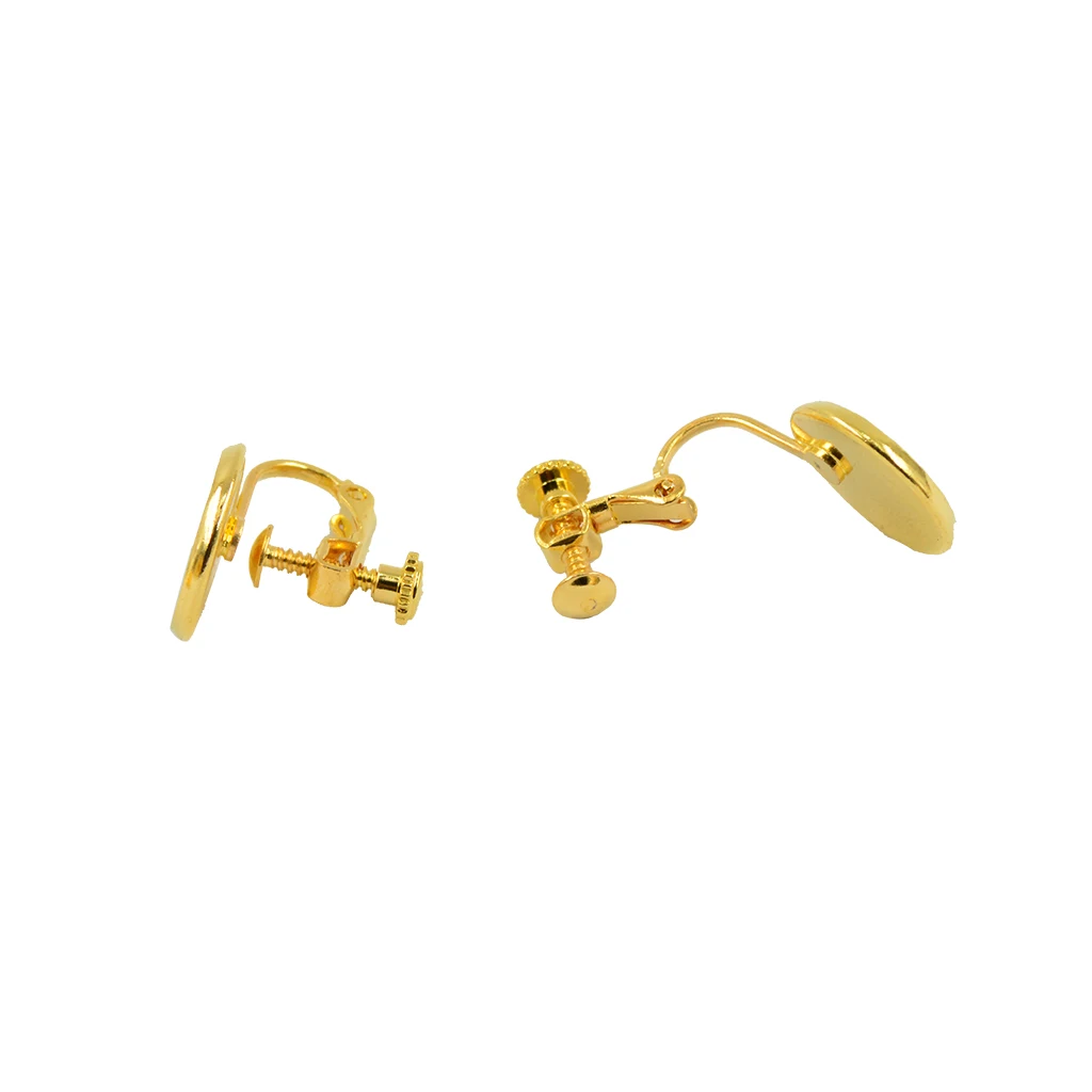 10 Pieces Clip On Non Piercing Bezel 12mm Cabochon Adjustable Screw Earring Clips Jewelry Design Craft Findings