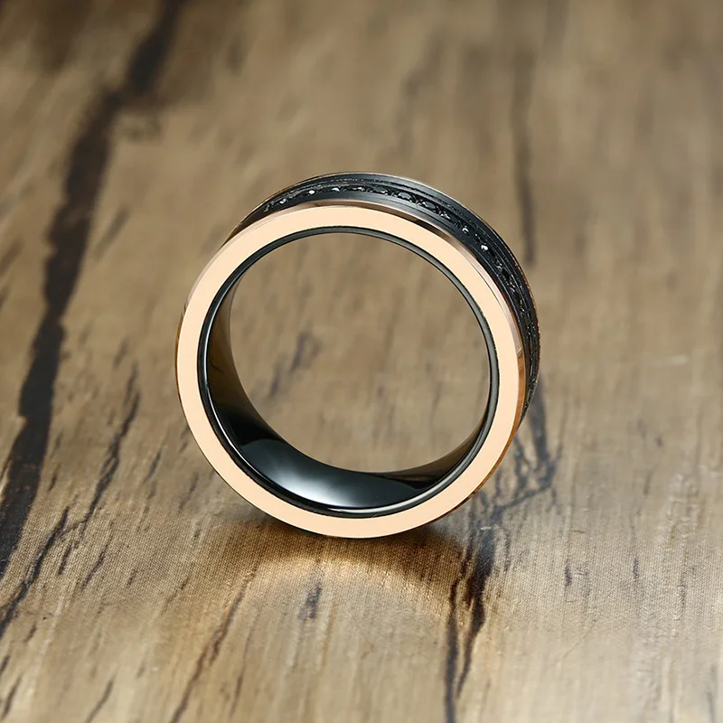 8 мм CZ камень вольфрам карбида мужские кольца вечности розовое золото край обручальное кольцо Мужские Роскошные ювелирные изделия