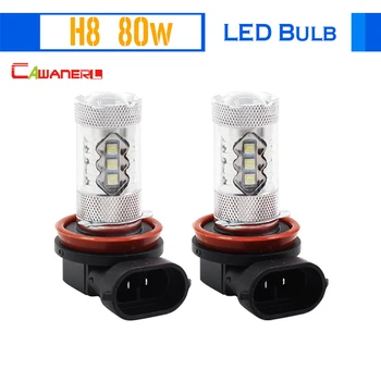 

Cawanerl 2 X H8 80W Auto LED Lamp Bulb 1800LM 16 SMD 6000K White Car Fog Light Headlight Low Beam DRL Daytime Running Lamp
