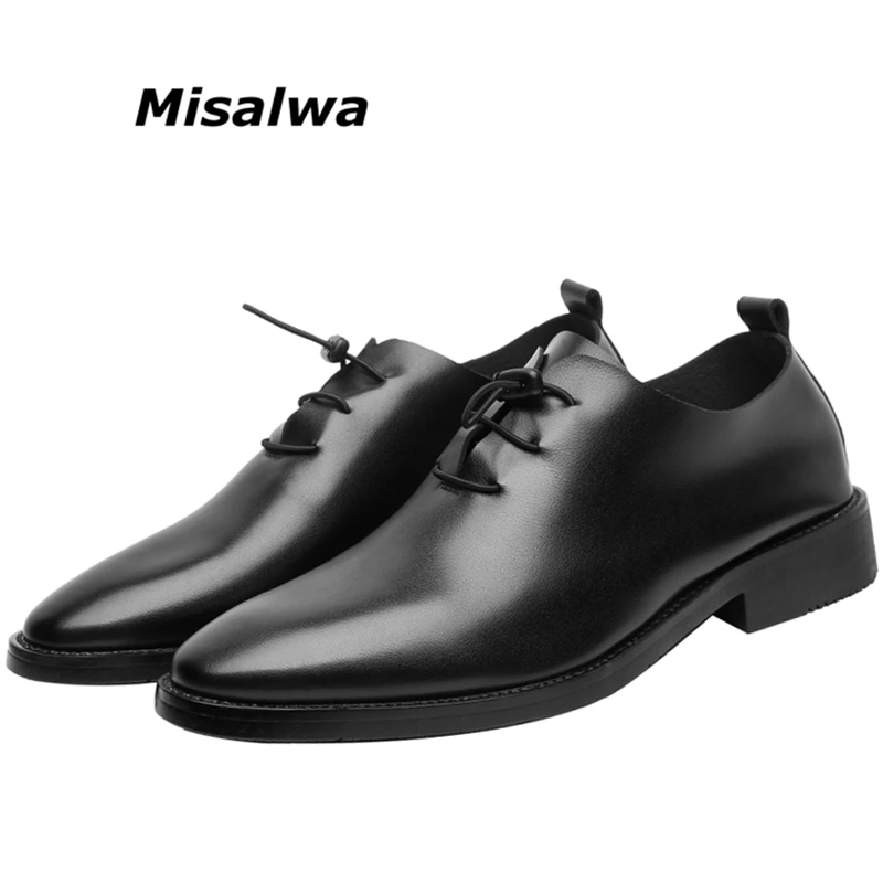 

Misalwa 37-44 Men Simple Fashion Lace-up Dress Shoes Elegant Pointed Toe Small Size Men Daily Office Dress Shoes Soft Men Flats