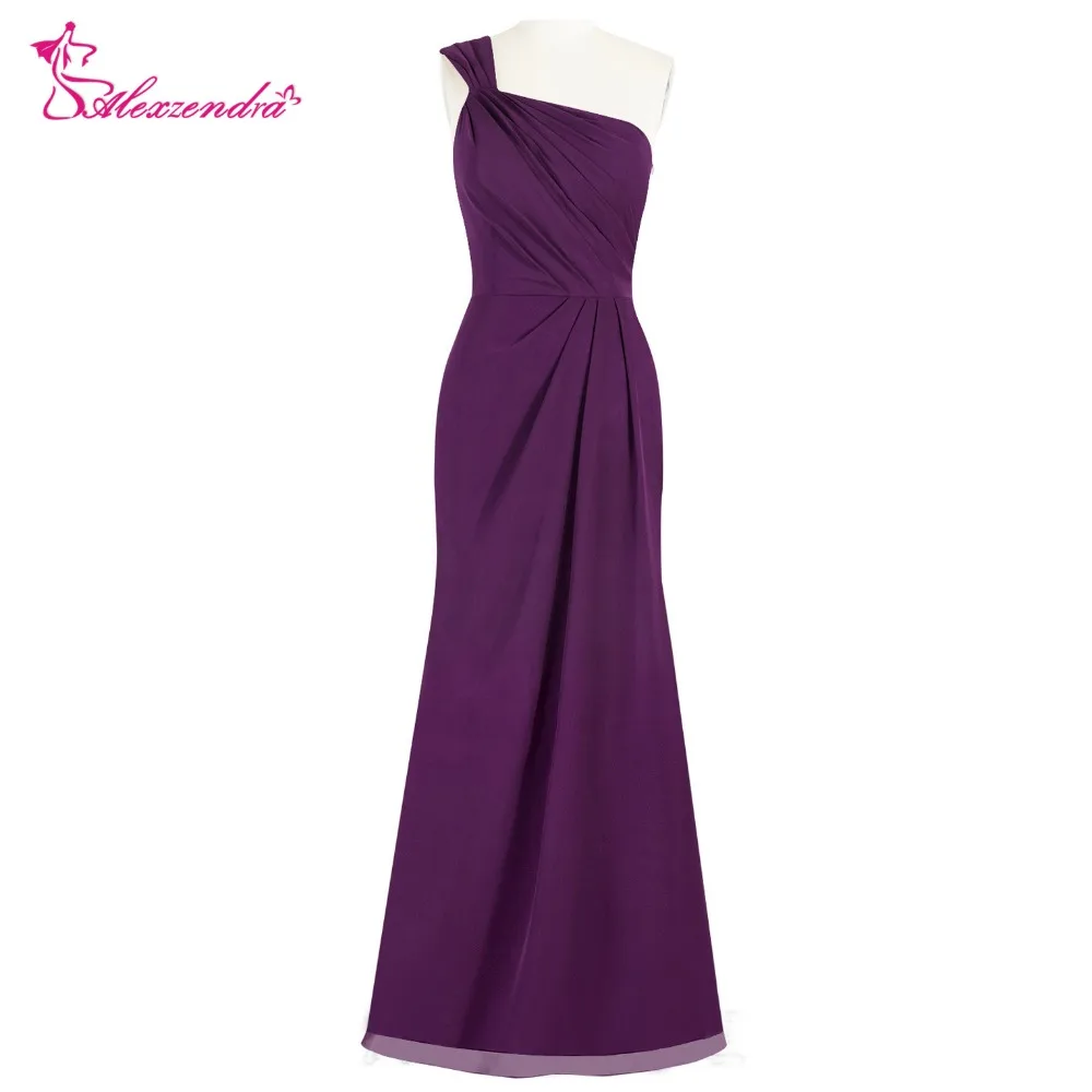 

Alexzendra Chiffon One Shoulder Purple Long Bridesmaid Dresses for Wedding One Shoulder Party Gown