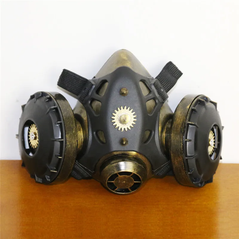 Takerlama новые золотые заклепки черный резиновый черный трубопровод стимпанк маски для косплея реквизит анти-туман дымка респиратор унисекс Готическая маска