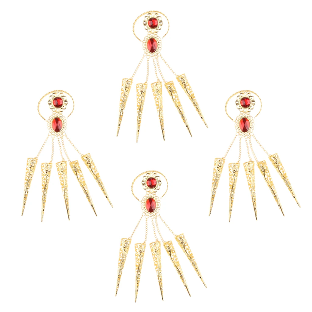 4x Womens Girls Dancing Finger Jewelry Belly Dance Nail Finger Indian Thai
