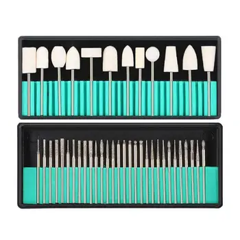 

Nail File Polish Tool 30Pcs Nail Drill Bits + 13pcs Imitation Wool Nail Dill Bits Kit