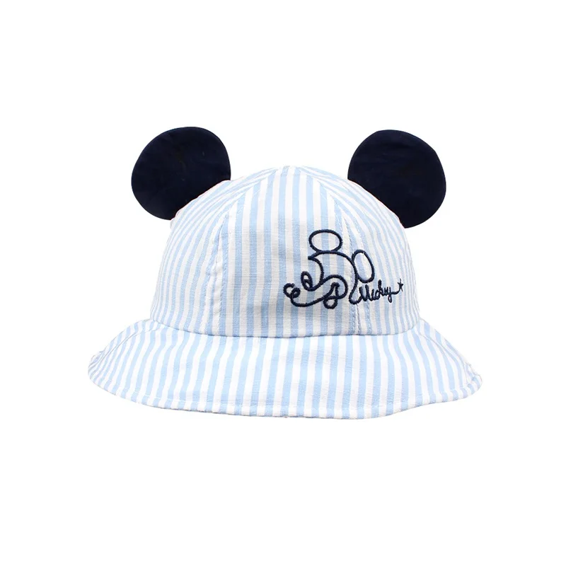 Striped Cartoon Baby Hat Mouse Ears Cute Baby Cap Breathable Wide Brim Baby Boys Hat Summer Lace Up Sun Cap Baby Girls Clothing (11)
