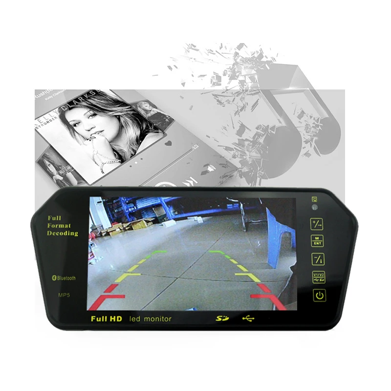 

7 Inch Color TFT LCD MP5 Car Rear View Mirror Monitor Auto Parking Monitor TF/USB bluetooth For Reverse Camera