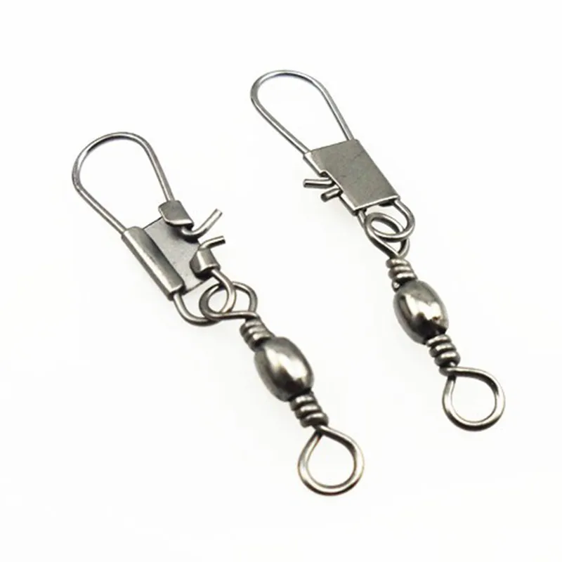 50pcs Stainless Steel Swivels Interlock Snap Fishing Lure Tackles Winter Fishing Gear