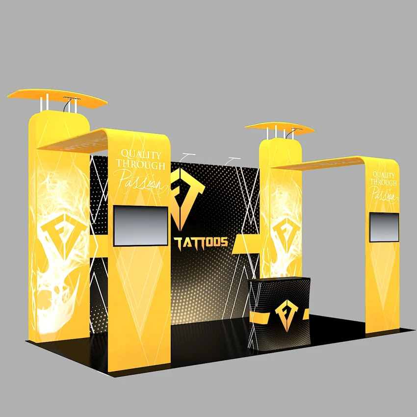 

20ft custom portable trade show display booth Sets with Lights counter TV brackets pop up stand back wall #21